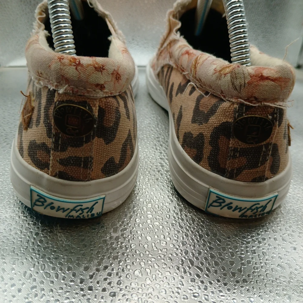 Blowfish Beige/Brown Floral and Leopard Print Sneakers Women's Size 9